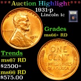 ***Auction Highlight*** 1931-p Lincoln Cent 1c Graded GEM++ RD By USCG (fc)