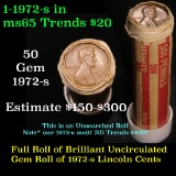 Full Shotgun roll of 1972-s Lincoln Cents 1c Uncirculated Condition . .
