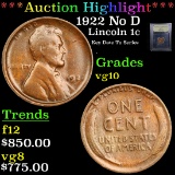 ***Auction Highlight*** 1922 No D Lincoln Cent 1c Graded vg+ By USCG (fc)