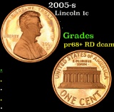 2005-s Lincoln Cent 1c Grades Gem++ Proof Red Deep cameo