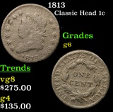 1813 Classic Head Large Cent 1c Grades g+