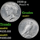 1926-p Peace Dollar $1 Grades Select+ Unc