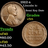 1912-s Lincoln Cent 1c Grades vf+