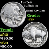 1925-s Buffalo Nickel 5c Grades vf+