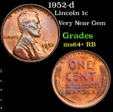 1952-d Lincoln Cent 1c Grades Choice+ Unc RB