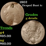 1802 Draped Bust Large Cent 1c Grades g details