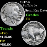 1917-s Buffalo Nickel 5c Grades f+