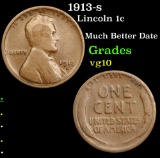 1913-s Lincoln Cent 1c Grades vg+