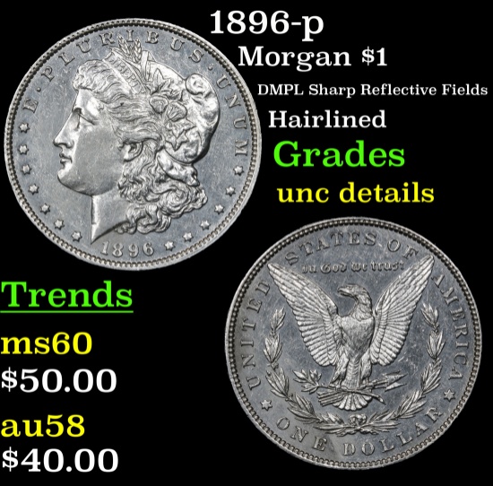 1896-p Morgan Dollar $1 Grades Unc Details