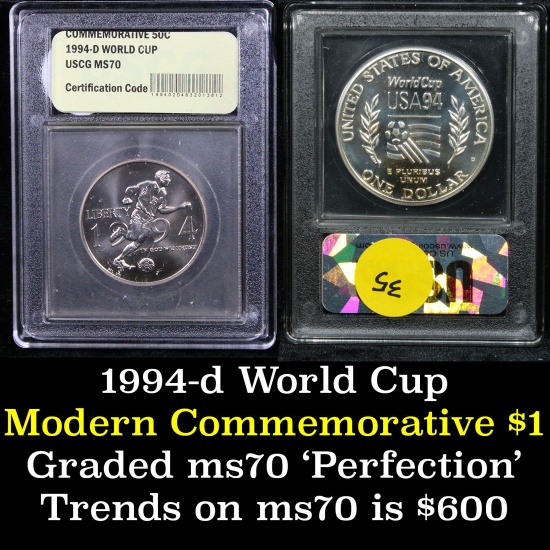 1994-d World Cup . . Modern Commem Half Dollar 50c Grades ms70, Perfection