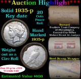 ***Auction Highlight*** Full solid date 1935-p Peace silver dollar roll, 20 coins   (fc)
