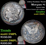 1896-p Rainbow Toned Morgan Dollar $1 Grades Select Unc DMPL
