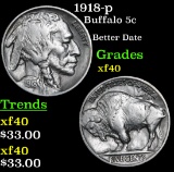 1918-p Buffalo Nickel 5c Grades xf