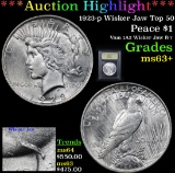 ***Auction Highlight*** 1923-p Wisker Jaw Top 50 Peace Dollar $1 Graded Select+ Unc By USCG (fc)