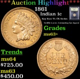 ***Auction Highlight*** 1861 Indian Cent 1c Graded Select+ Unc By USCG (fc)