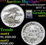 ***Auction Highlight*** 1837 Feuchtwanger Hard Times Token 1c Graded Choice Unc By USCG (fc)