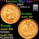 ***Auction Highlight*** 1892 Indian Cent 1c Graded Gem+ Unc RD By USCG (fc)