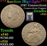 ***Auction Highlight*** 1787 Connecticut  Connecticut Copper 1c Graded vf+ By USCG (fc)