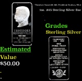 Theodore Roosevelt 26th President Danbury Mint 1oz. .925 Sterling Silver Bar Grades