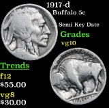 1917-d Buffalo Nickel 5c Grades vg+