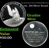 America In Space Survey Of Natural Resources 1oz. .999 Silver Round Grades