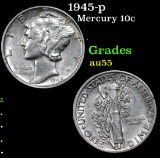 1945-p Mercury Dime 10c Grades Choice AU