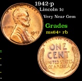 1942-p Lincoln Cent 1c Grades Choice+ Unc RB