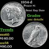 1934-d Peace Dollar $1 Grades Unc Details