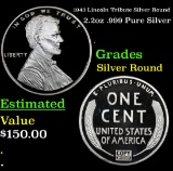 1943 Lincoln Tribute Silver Round 2.2oz .999 Pure Silver Grades