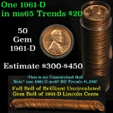 Full roll of 1961-d Lincoln Cents 1c Uncirculated Condition . .