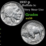 1937-p Buffalo Nickel 5c Grades Choice AU/BU Slider