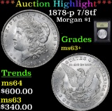 ***Auction Highlight*** 1878-p 7/8tf Morgan Dollar $1 Graded Select+ Unc By USCG (fc)