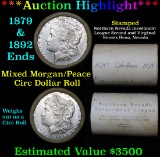 ***Auction Highlight*** Full Morgan/Peace silver $1 roll $20, 1879 & 1892 ends . . (fc)