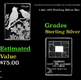 Colorado State Flower & Bird White And Lavender Columbine  1.4oz .925 Sterling Silver Bar Grades
