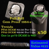 Proof 1984-s Roosevelt Dime 10c roll, 50 pieces (fc)