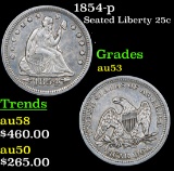 1854-p Seated Liberty Quarter 25c Grades Select AU