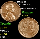 1925-s Lincoln Cent 1c Grades Choice AU