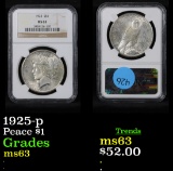 1925-p Peace Dollar $1 Graded ms63 By NGC