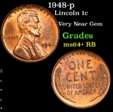 1948-p Lincoln Cent 1c Grades Choice+ Unc RB