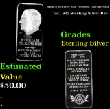 William McKinley 25th President Danbury Mint 1oz. .925 Sterling Silver Bar Grades