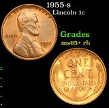 1955-s Lincoln Cent 1c Grades Gem+ Unc RB