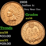 1908 Indian Cent 1c Grades Choice AU/BU Slider