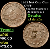 1863 Not One Cent Civil War Token 1c Grades xf details