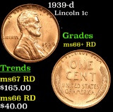 1939-d Lincoln Cent 1c Grades GEM++ RD