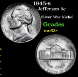 1945-s Jefferson Nickel 5c Grades Select+ Unc