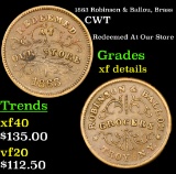 1863 Robinson & Ballou, Brass Civil War Token 1c Grades xf details