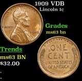 1909 VDB Lincoln Cent 1c Grades Select Unc BN