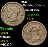 1846 Braided Hair Large Cent 1c Grades vf+