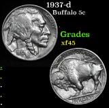 1937-d Buffalo Nickel 5c Grades xf+