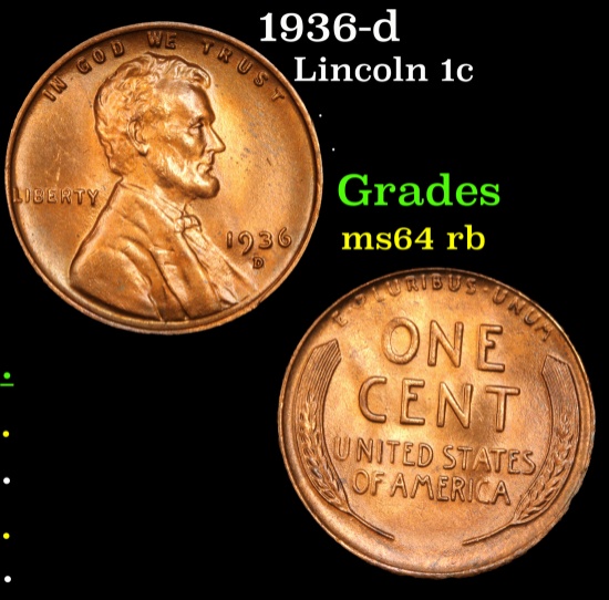 1936-d Lincoln Cent 1c Grades Choice Unc RB